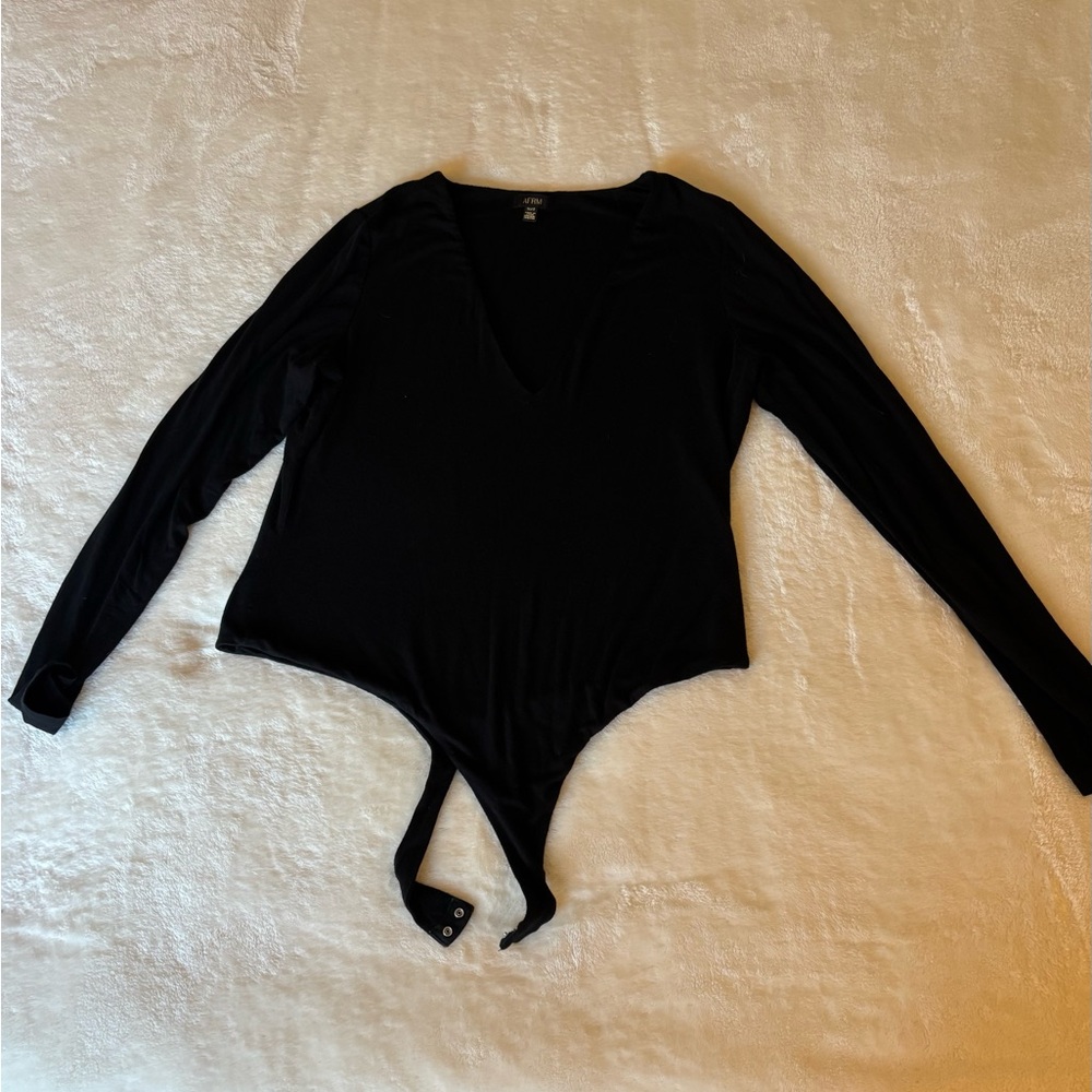 AFRM Black V-Neck Thong Bodysuit - Picture 3 of 5